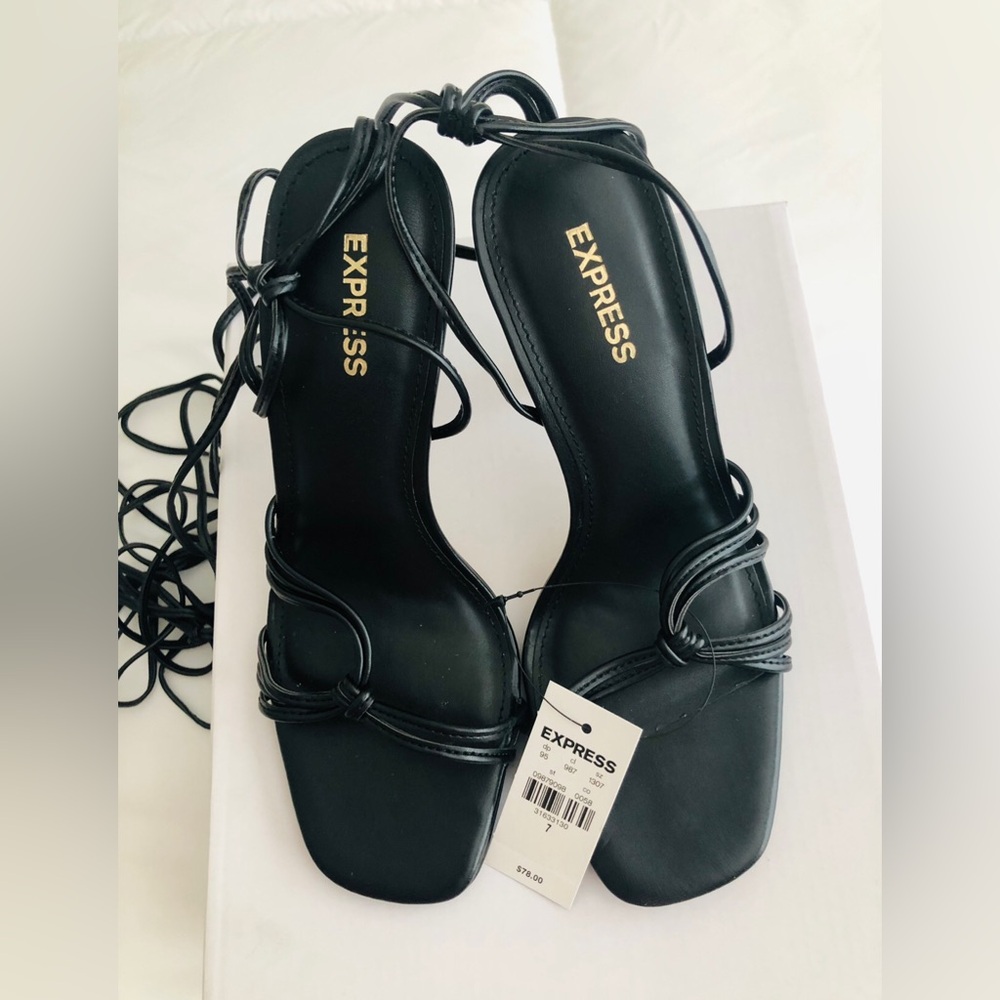 Express Elegant Black Strappy Heels